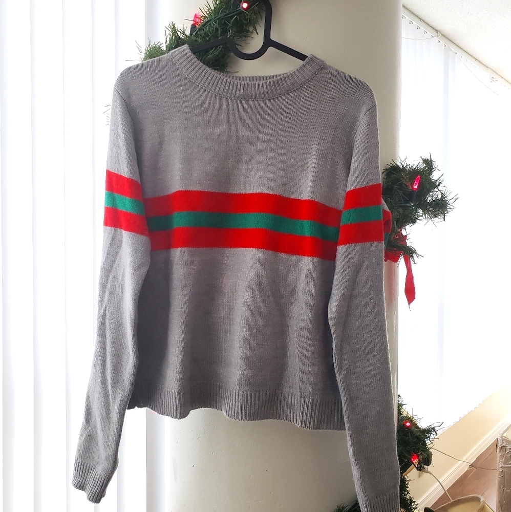 Red an Green striped sweater